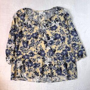 J.‎ JILL Womens Floral Print Ruffle Bottom Viscose Workwear Tunic Top SZ XL
